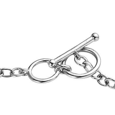 Tanzanian Wine Garnet Toggle Clasp Bracelet in Platinum Over Sterling Silver (6.50 In) 5.40 ctw