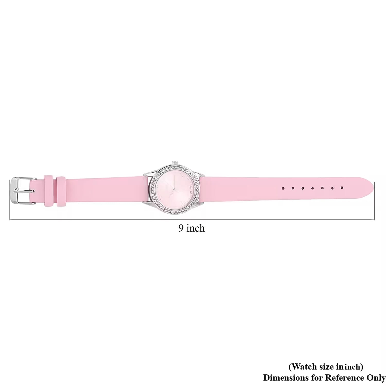 Strada Austrian Crystal Japanese Movement Watch with Pink Vegan Leather Strap