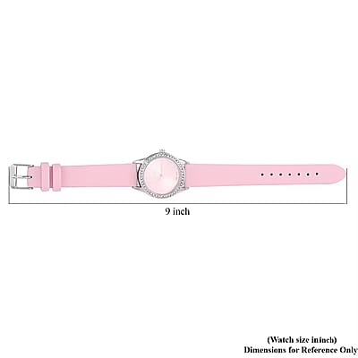 Strada Austrian Crystal Japanese Movement Watch with Pink Vegan Leather Strap