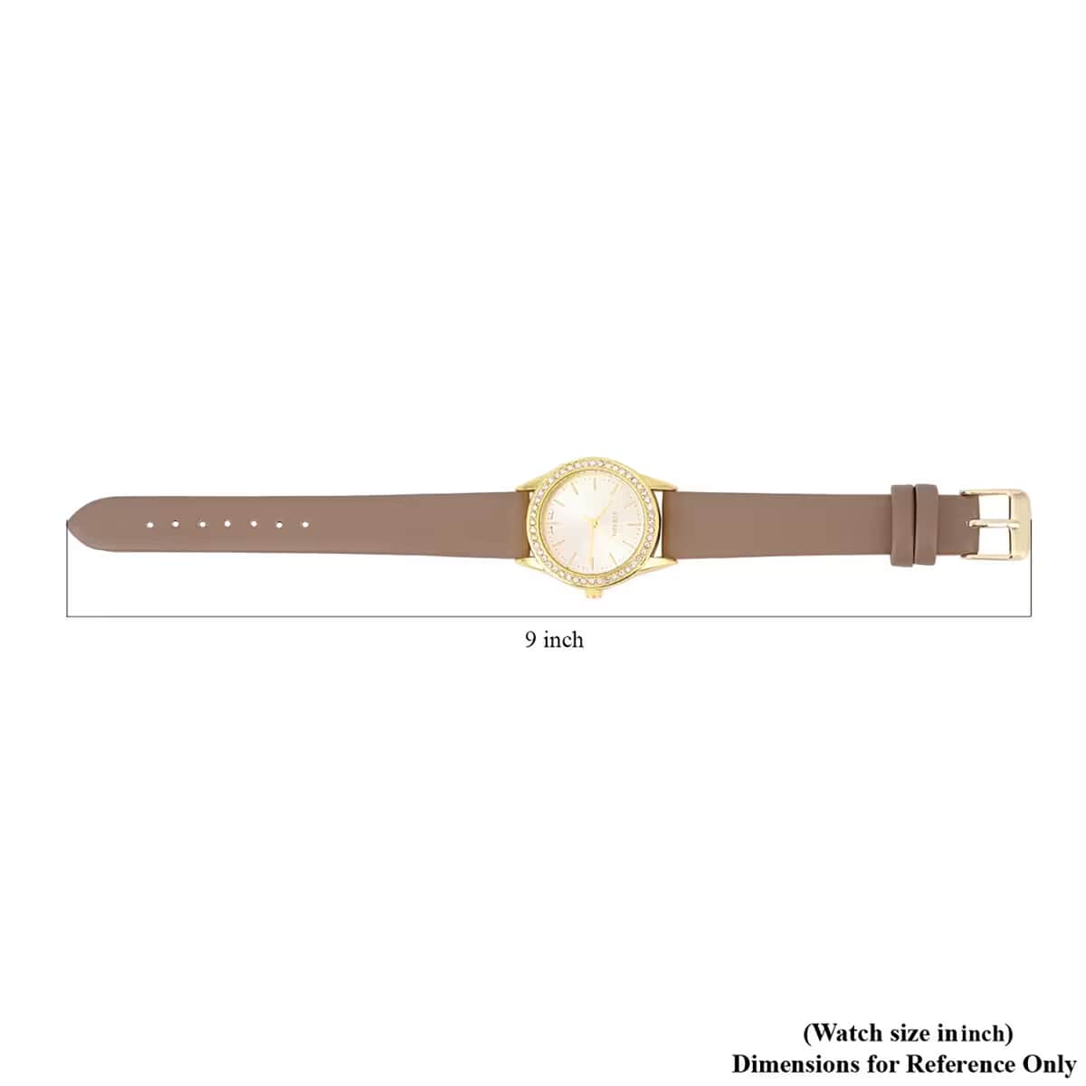 Strada Austrian Crystal Japanese Movement Watch with Camel Vegan Leather Strap image number 6