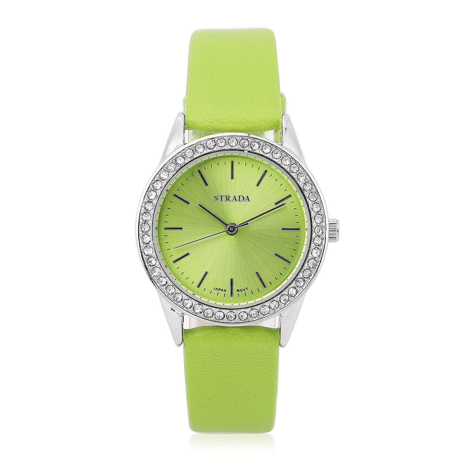 Strada Austrian Crystal Japanese Movement Watch with Lime Green