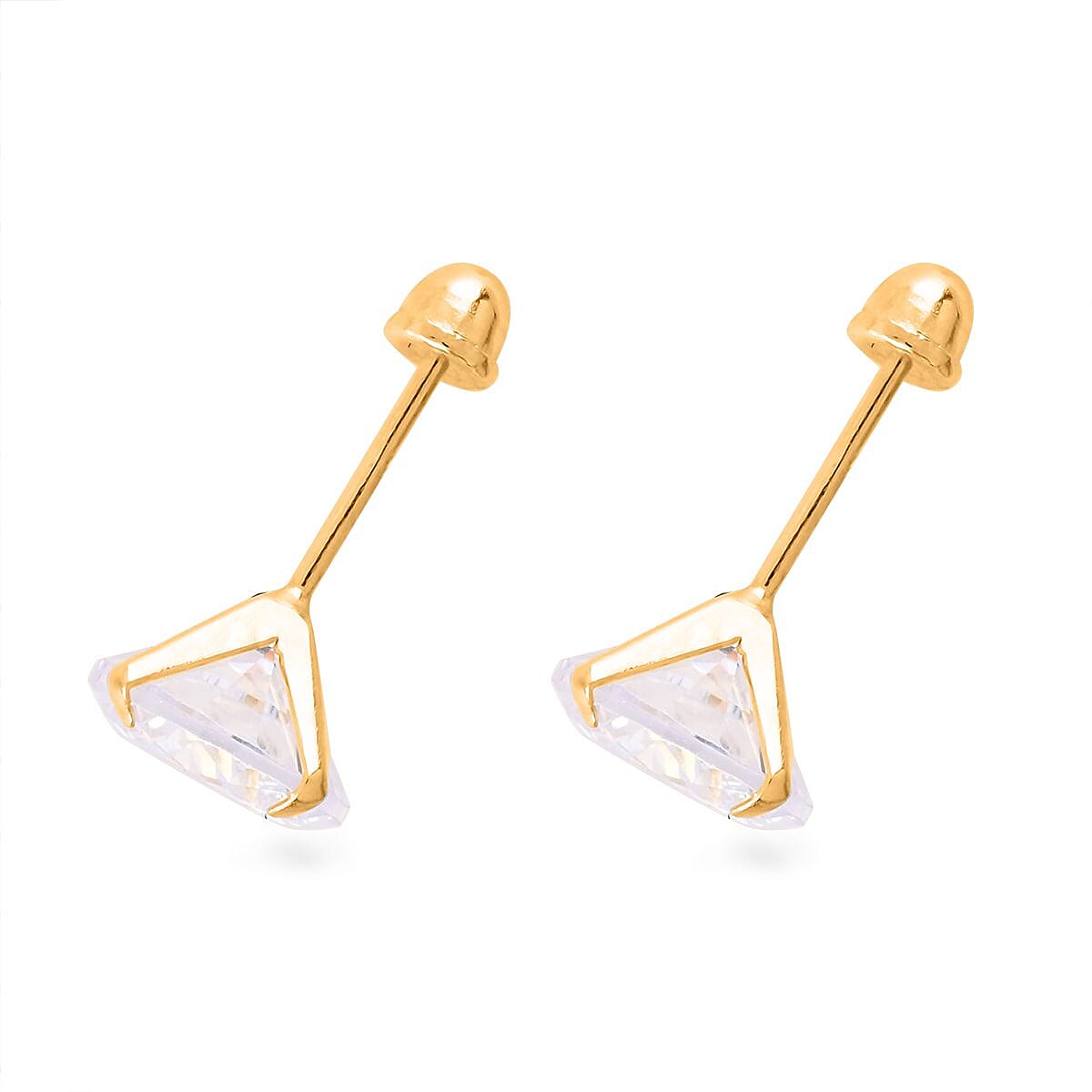 14K Yellow Gold 6mm Crystal Solitaire Stud Earrings image number 2