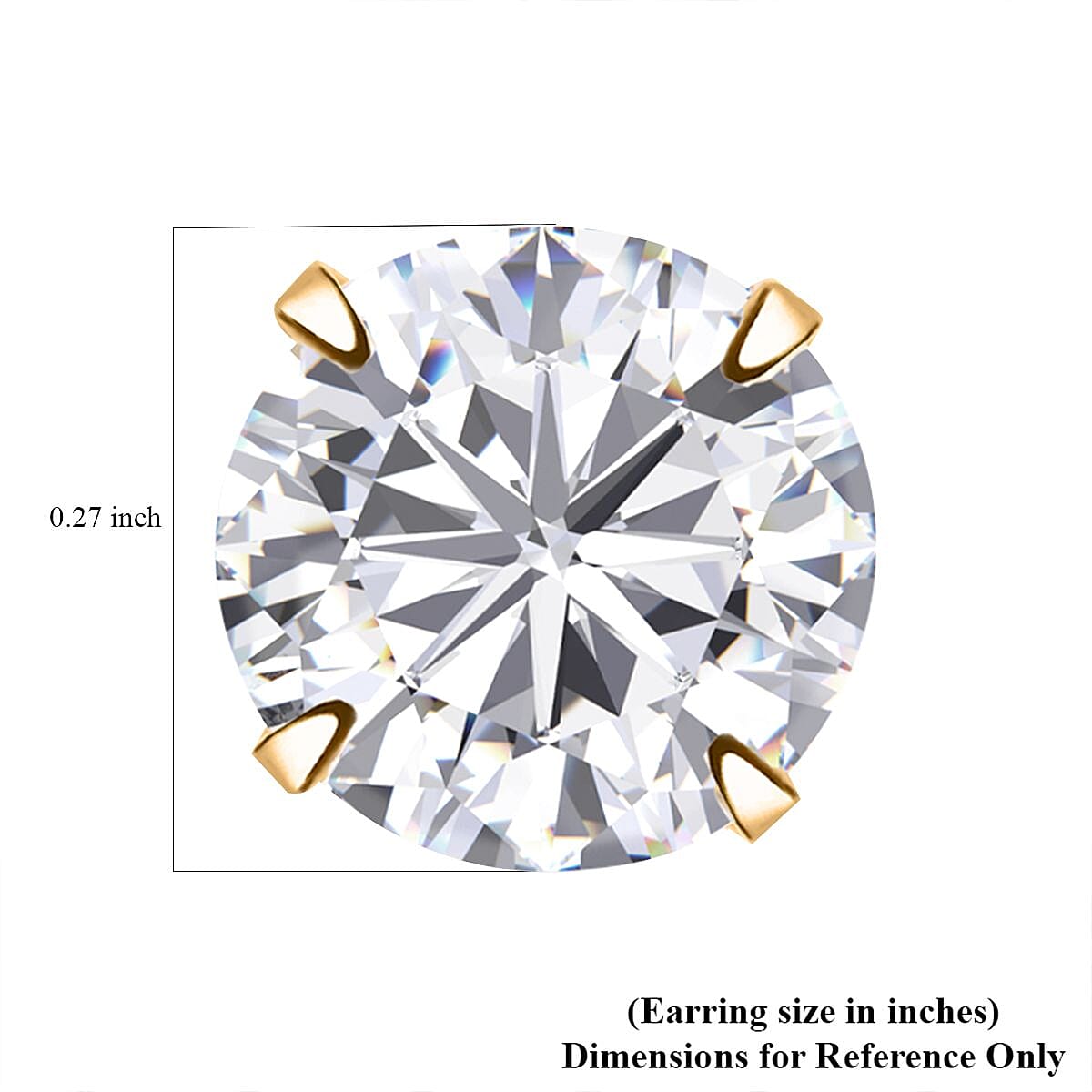 14K Yellow Gold 6mm Crystal Solitaire Stud Earrings image number 3