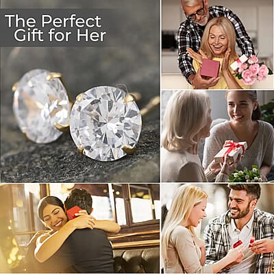 14K Yellow Gold Crystal Stud Earrings, Crystal Studs, Solitaire Studs, Crystal Earrings, Solitaire Earrings, 14K Yellow Gold Studs