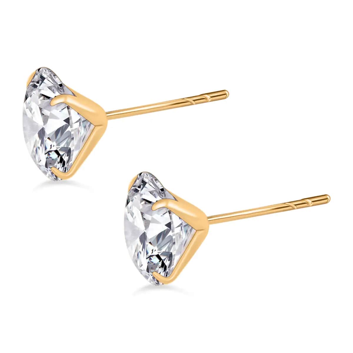 14K Yellow Gold Crystal Stud Earrings, Crystal Studs, Solitaire Studs, Crystal Earrings, Solitaire Earrings, 14K Yellow Gold Studs image number 4