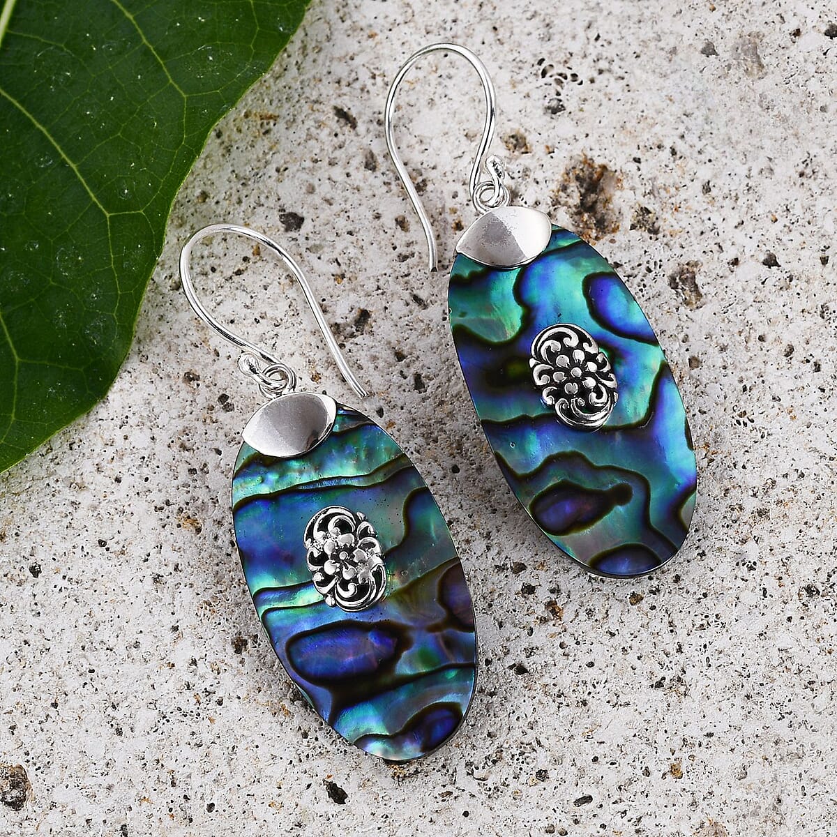 Sponge Coral Oval Shape Earrings in Sterling Silver image number 1