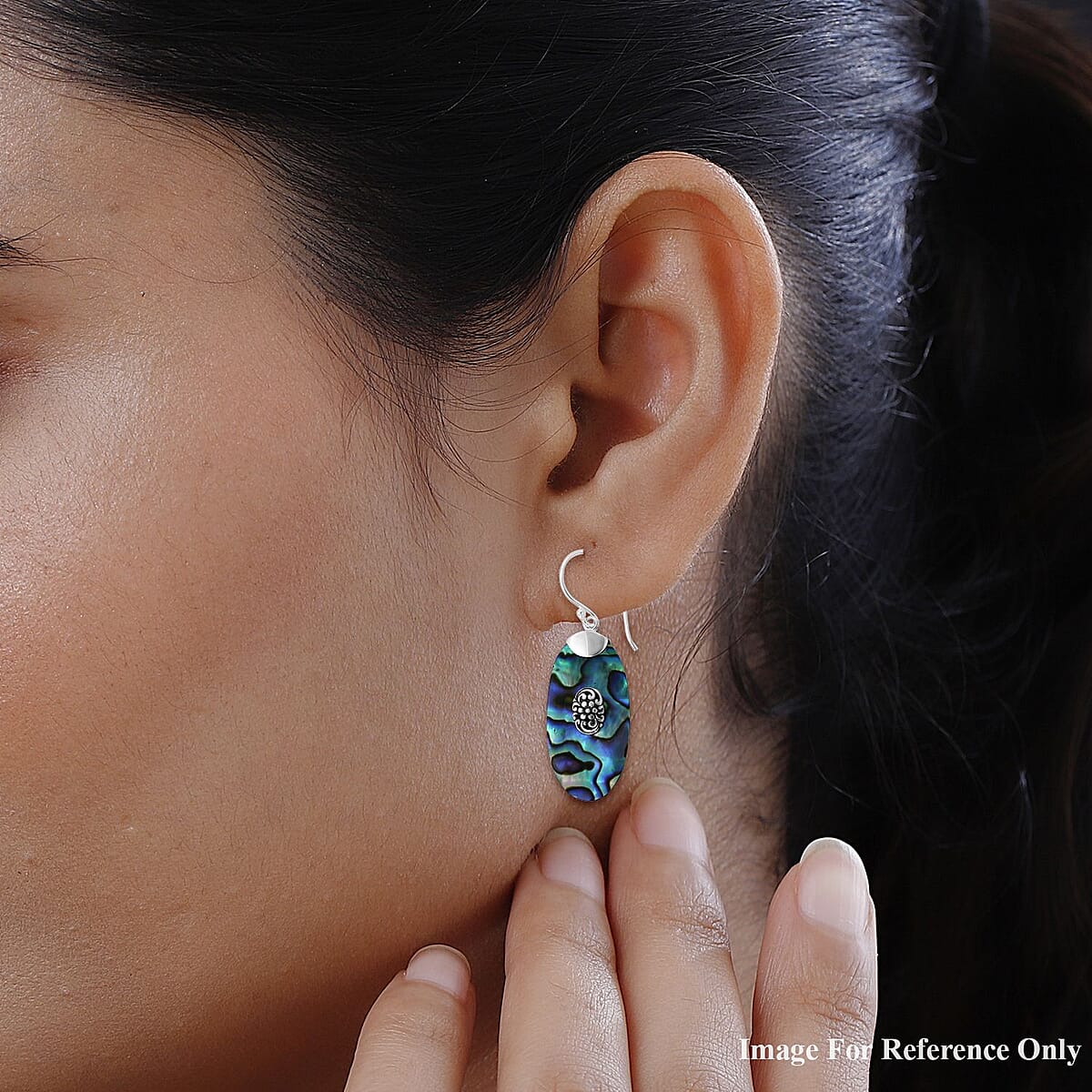 Sponge Coral Oval Shape Earrings in Sterling Silver image number 2