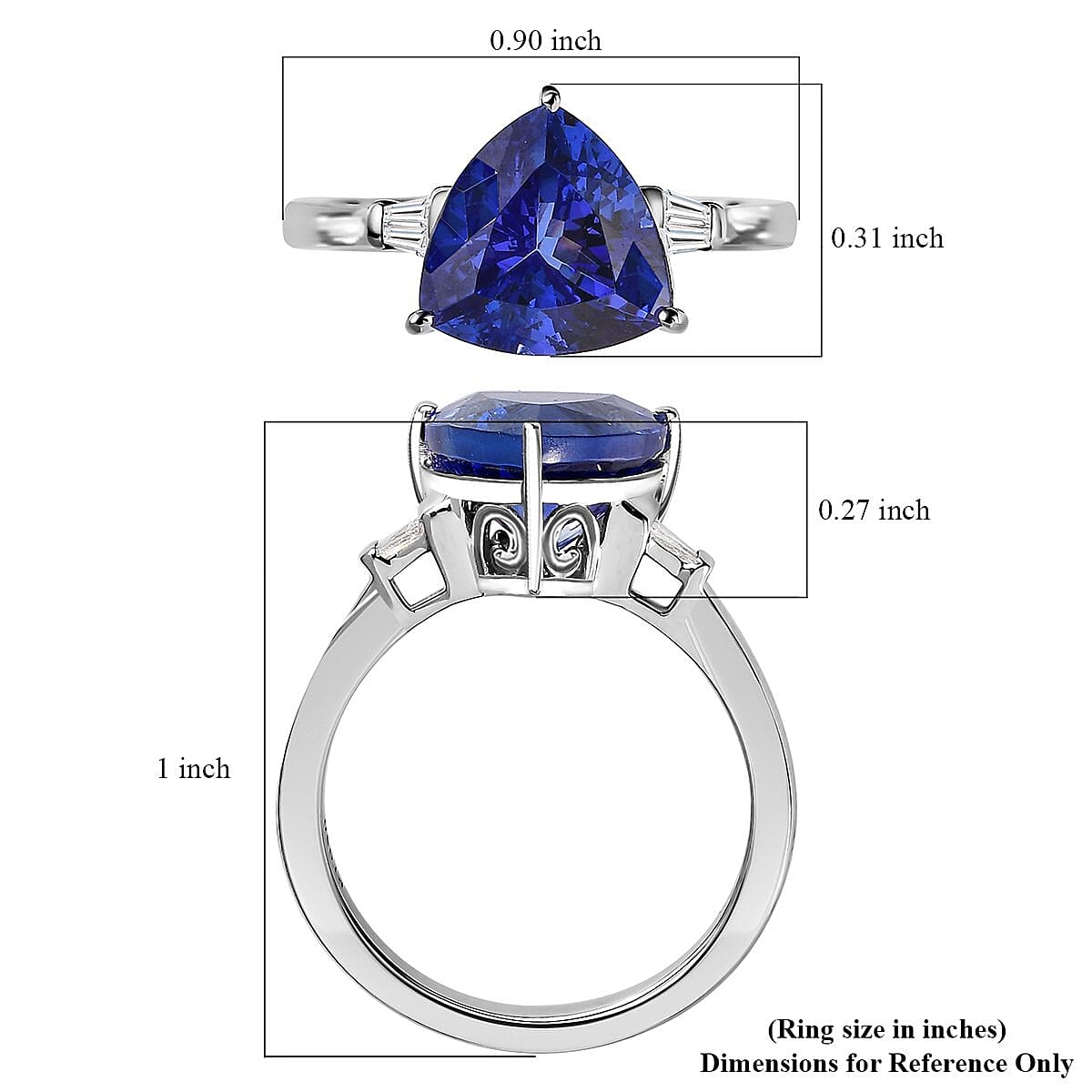 Rhapsody 950 Platinum AAAA Tanzanite and E-F VS2 Diamond Ring (Size 10.0) 4.90 Grams 3.50 ctw