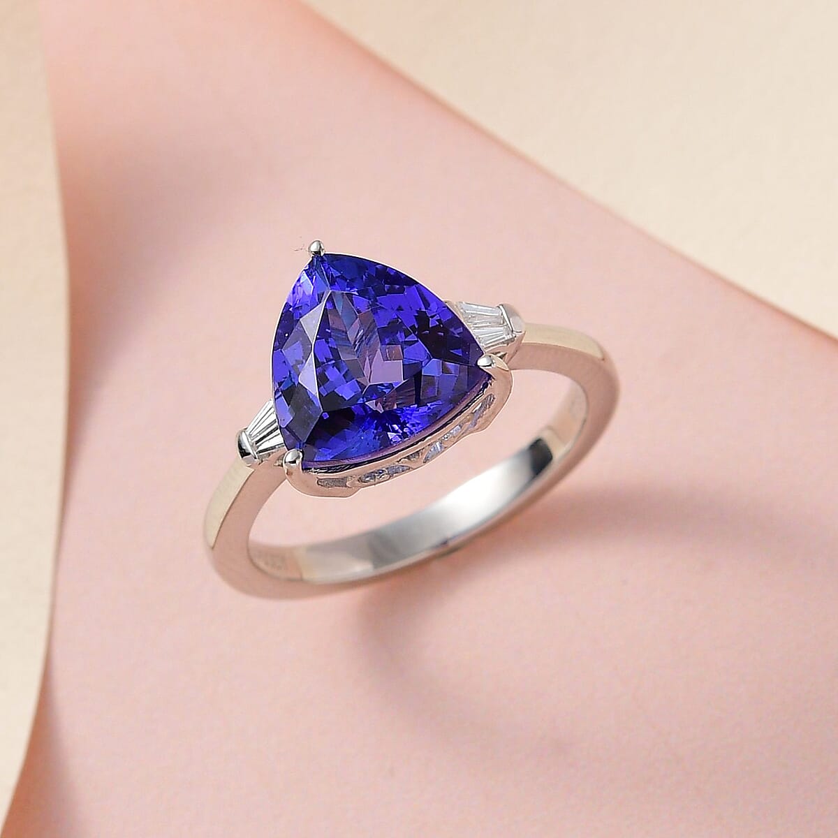 Rhapsody 950 Platinum AAAA Tanzanite and E-F VS2 Diamond Ring (Size 8.0) 5.15 Grams 3.40 ctw image number 1