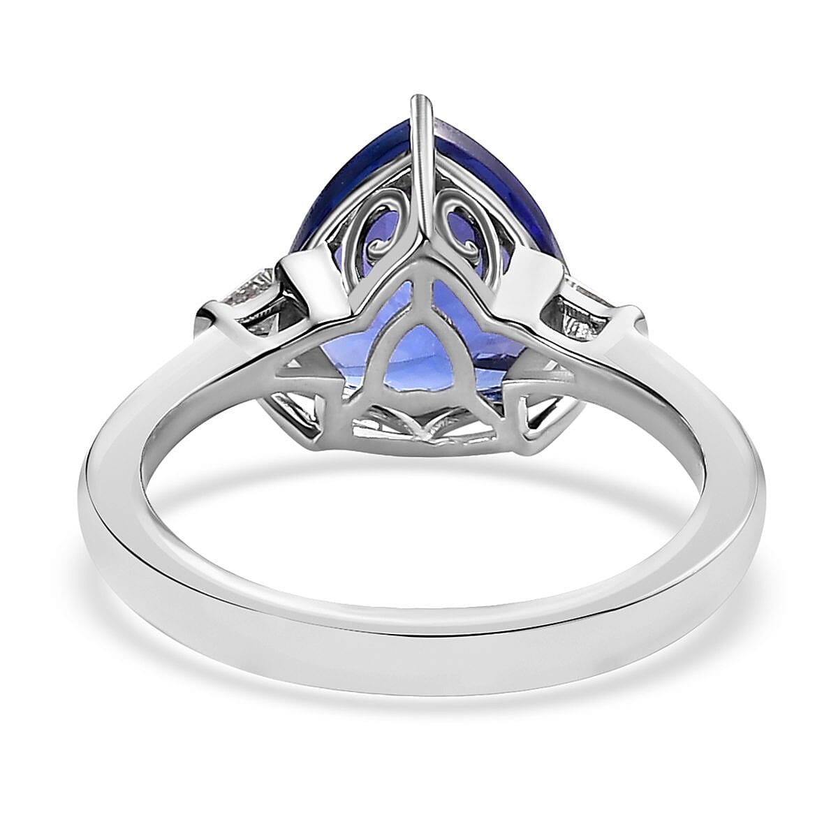 Rhapsody 950 Platinum AAAA Tanzanite and E-F VS2 Diamond Ring (Size 8.0) 5.15 Grams 3.40 ctw image number 4