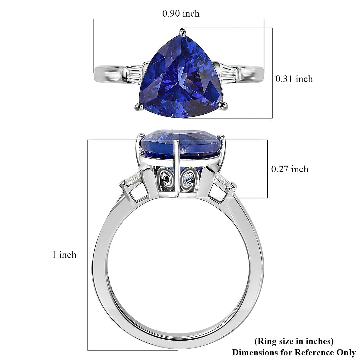 Rhapsody 950 Platinum AAAA Tanzanite and E-F VS2 Diamond Ring (Size 8.0) 5.15 Grams 3.40 ctw image number 5