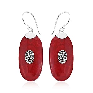 Sponge Coral Oval Shape Earrings in Sterling Silver