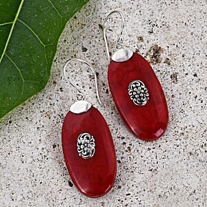 Sponge Coral Oval Shape Earrings in Sterling Silver