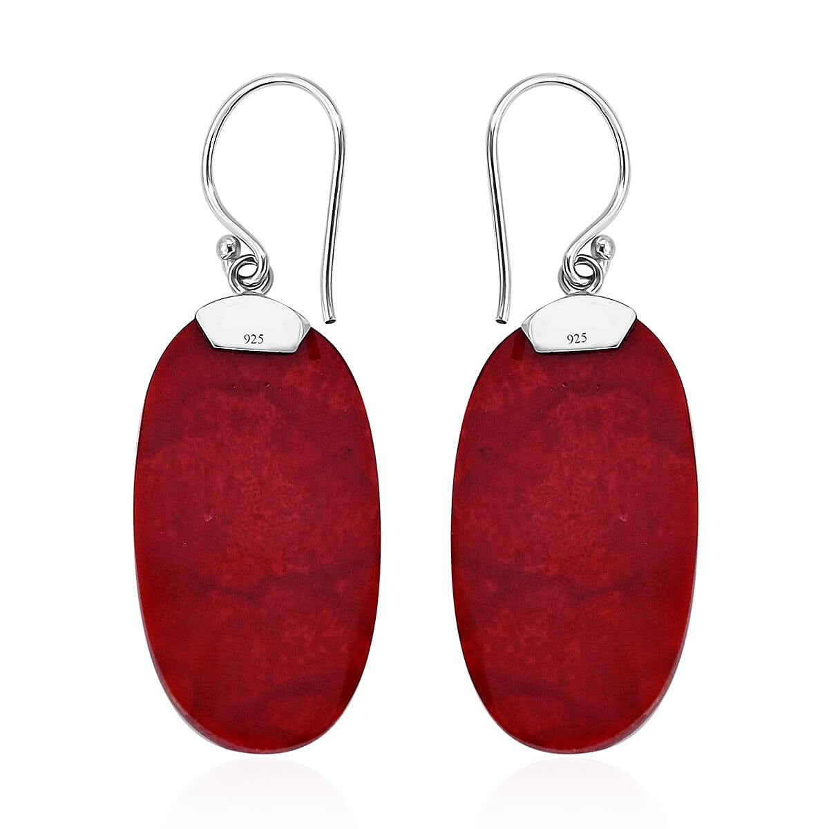 Sponge Coral Oval Shape Earrings in Sterling Silver image number 3