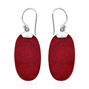 Sponge Coral Oval Shape Earrings in Sterling Silver