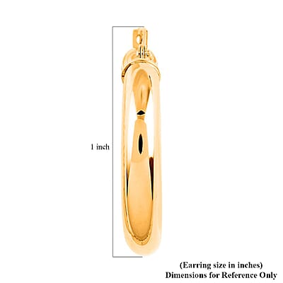 14K Yellow Gold 4X25mm Hoop Earrings 3 Grams