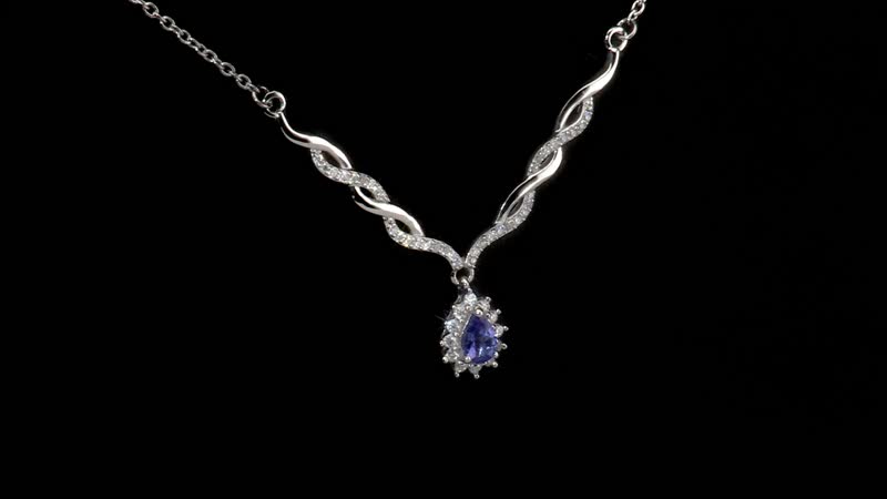 AAA Tanzanite and Moissanite Necklace 18 Inches in Platinum Over Sterling Silver 0.75 ctw