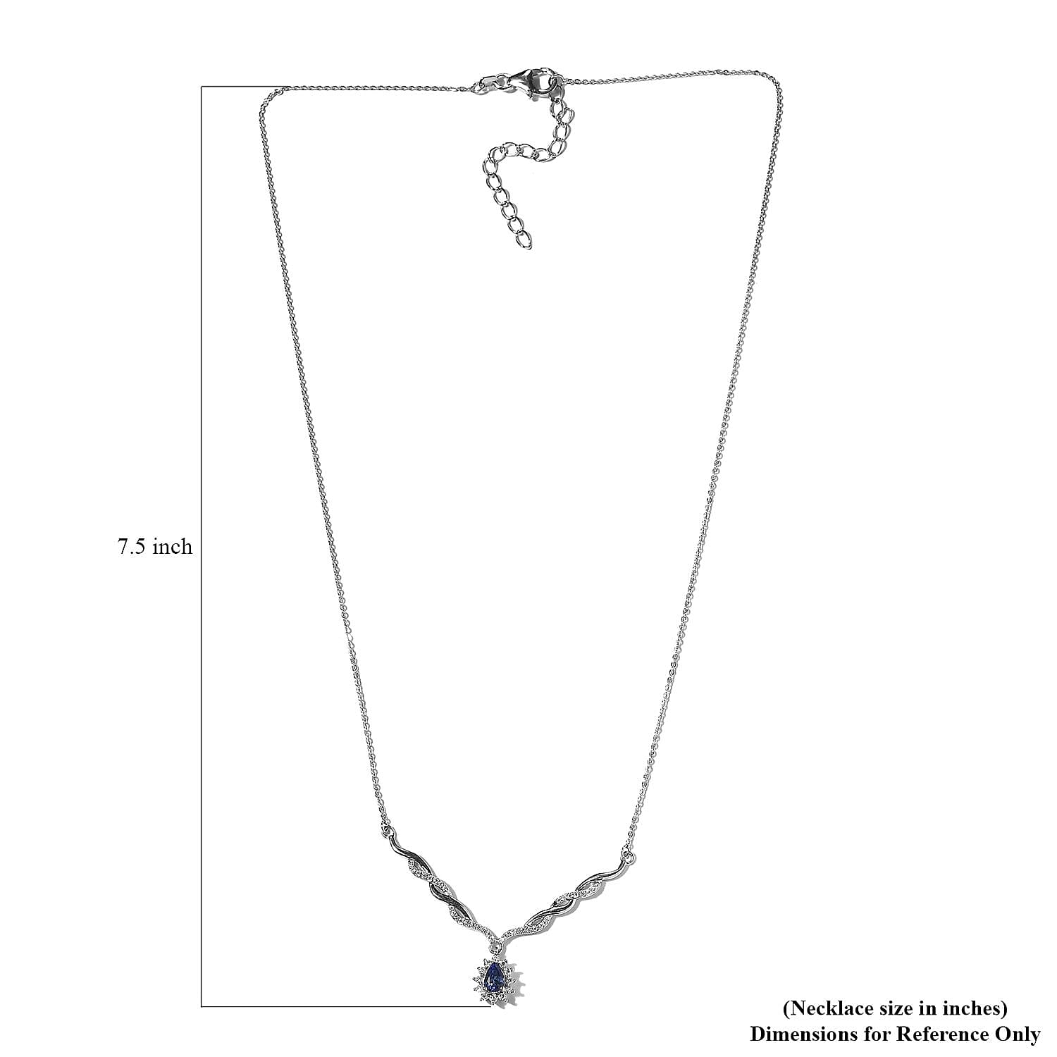 AAA Tanzanite and Moissanite Necklace 18 Inches in Platinum Over Sterling Silver 0.75 ctw