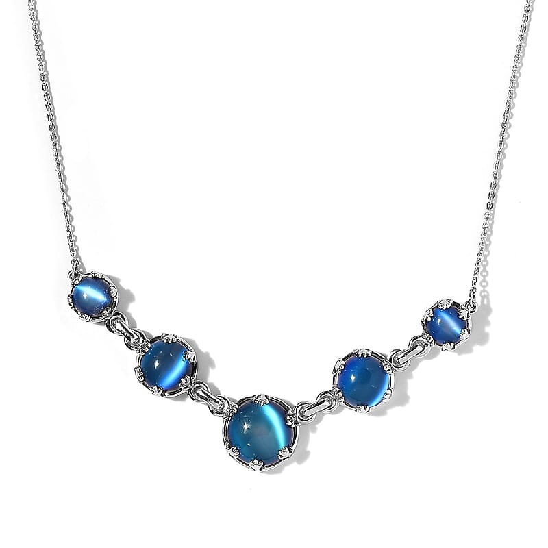 Aurora Moonstone (D) Necklace 18 Inches in Platinum Over Sterling Silver 9.50 ctw