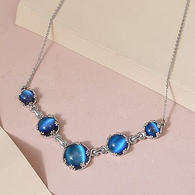 Aurora Moonstone (D) Necklace 18 Inches in Platinum Over Sterling Silver 9.50 ctw