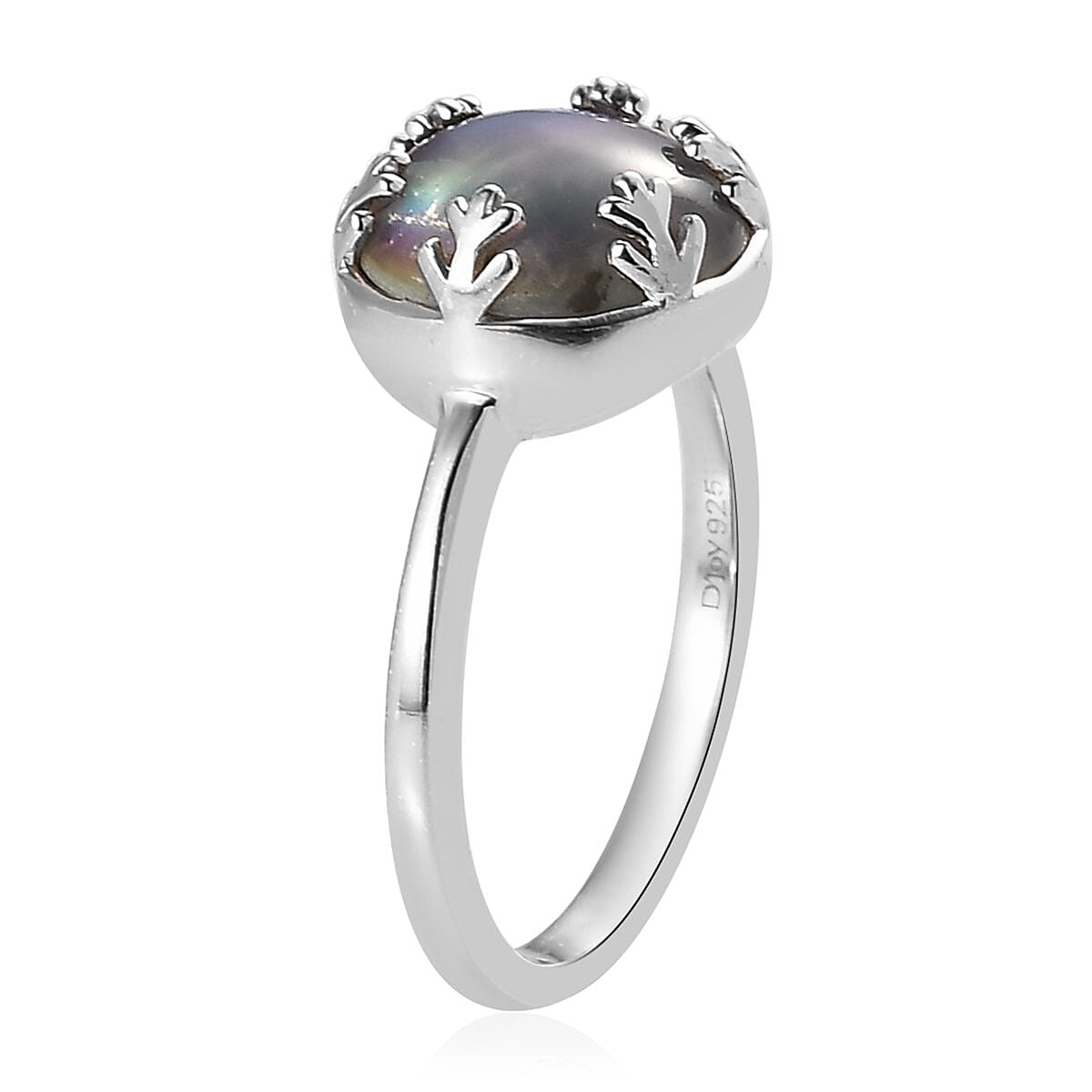 Aurora Moonstone (D) Solitaire Ring in Platinum Over Sterling Silver (Size 10.0) 4.00 ctw