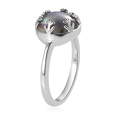 Aurora Moonstone (D) Solitaire Ring in Platinum Over Sterling Silver (Size 10.0) 4.00 ctw