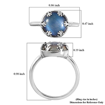 Aurora Moonstone (D) Solitaire Ring in Platinum Over Sterling Silver (Size 10.0) 4.00 ctw