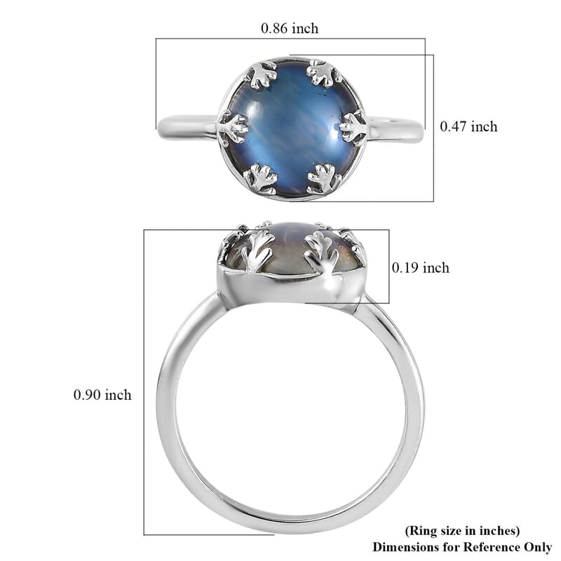 Aurora Moonstone (D) Solitaire Ring in Platinum Over Sterling Silver (Size 10.0) 4.00 ctw