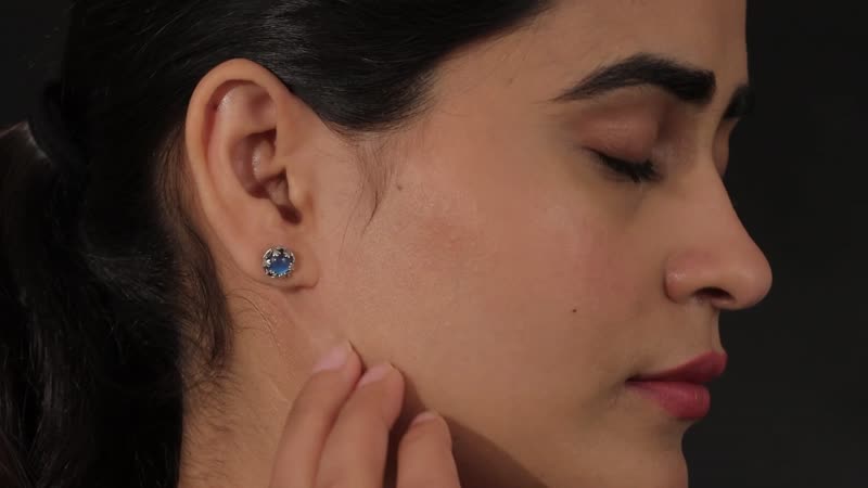 Aurora Moonstone Earrings, Solitaire Stud Earrings, Moonstone Studs, Sterling Silver Earrings 3.00 ctw