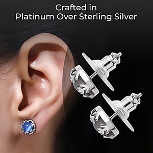 Aurora Moonstone Earrings, Solitaire Stud Earrings, Moonstone Studs, Sterling Silver Earrings 3.00 ctw