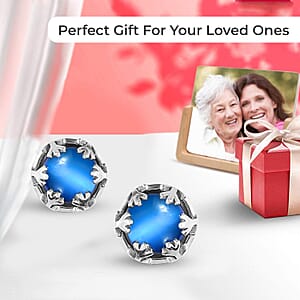 Aurora Moonstone Earrings, Solitaire Stud Earrings, Moonstone Studs, Sterling Silver Earrings 3.00 ctw