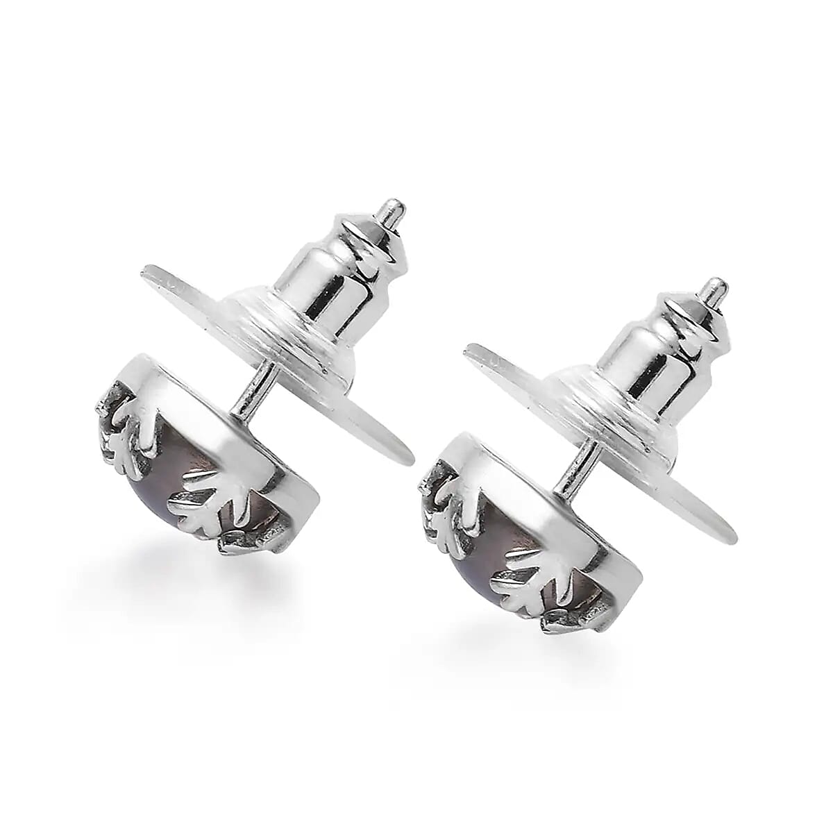 Aurora Moonstone Earrings, Solitaire Stud Earrings, Moonstone Studs, Sterling Silver Earrings 3.00 ctw image number 4