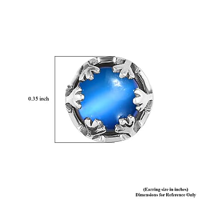 Aurora Moonstone Earrings, Solitaire Stud Earrings, Moonstone Studs, Sterling Silver Earrings 3.00 ctw