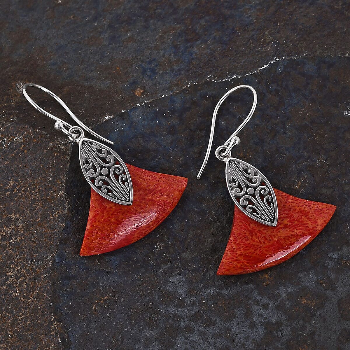 Sponge Coral Earrings in Sterling Silver image number 1