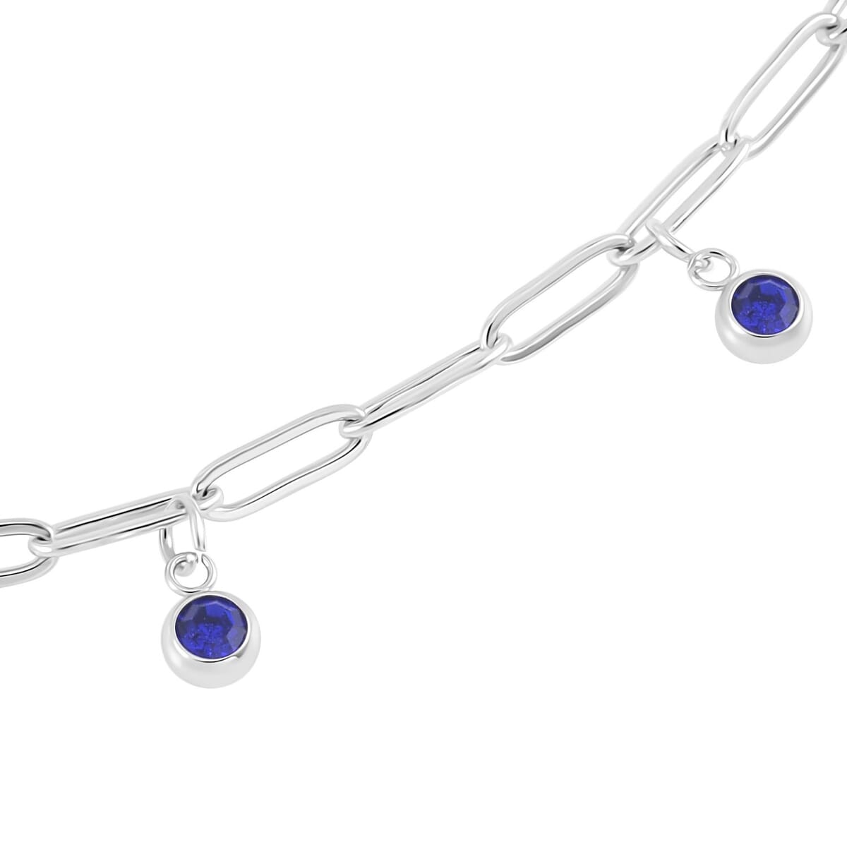 Austrian Crystal Paper Clip Chain Station Necklace 20-22 Inches in Stainless Steel image number 2