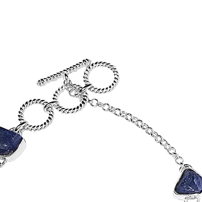 Artisan Crafted Rough Cut Tanzanite Toggle Clasp Bracelet in Sterling Silver (7.25 In) 30.00 ctw
