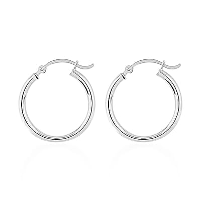 14K White Gold Hoop Earrings