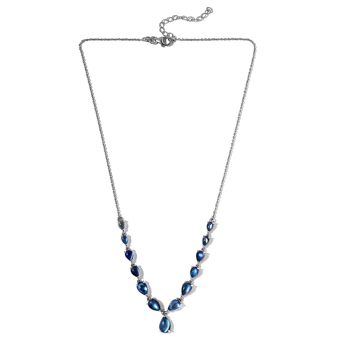 Aurora Moonstone (D) Necklace 18 Inches in Platinum Over Sterling Silver 12.40 ctw image number 3