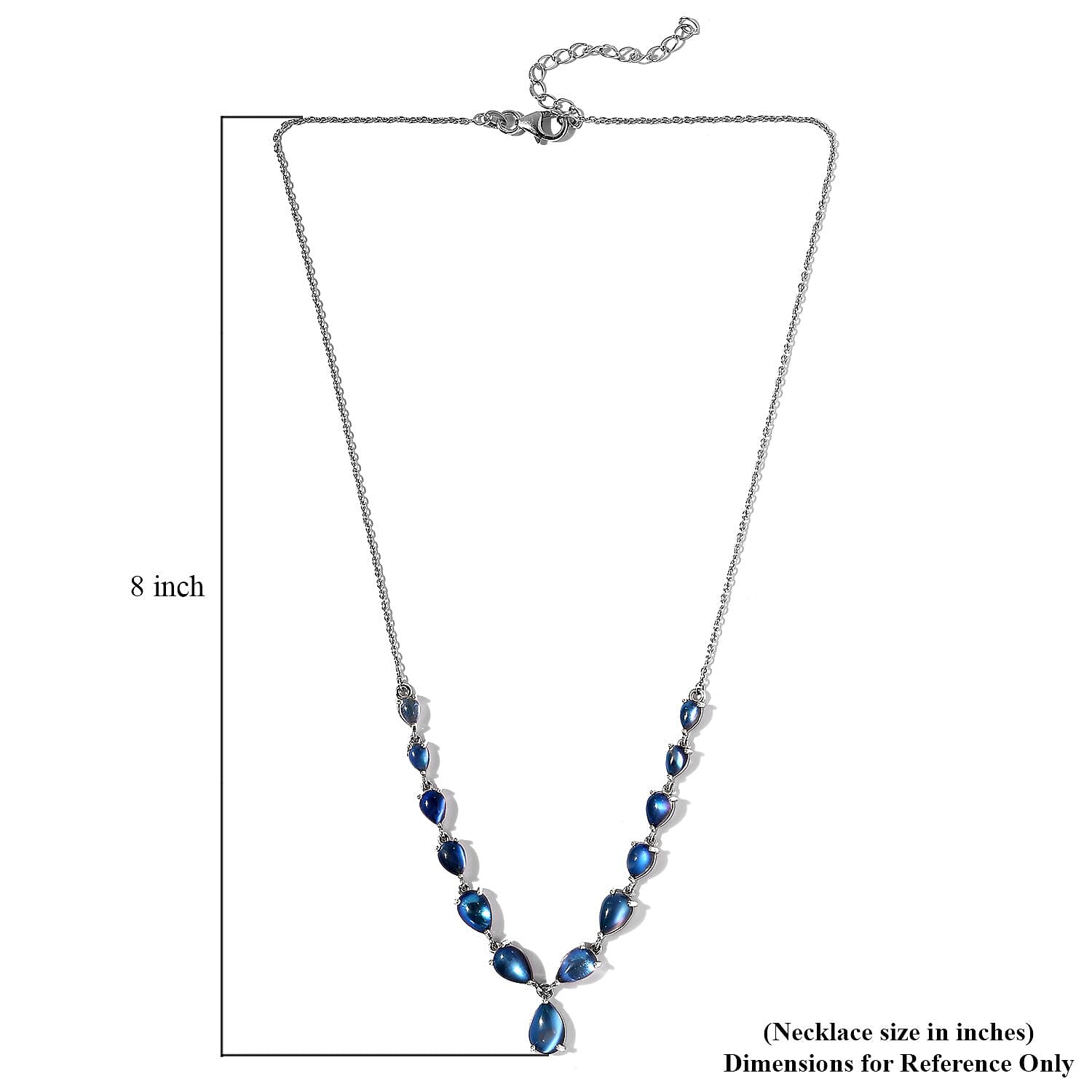 Aurora Moonstone (D) Necklace 18 Inches in Platinum Over Sterling Silver 12.40 ctw