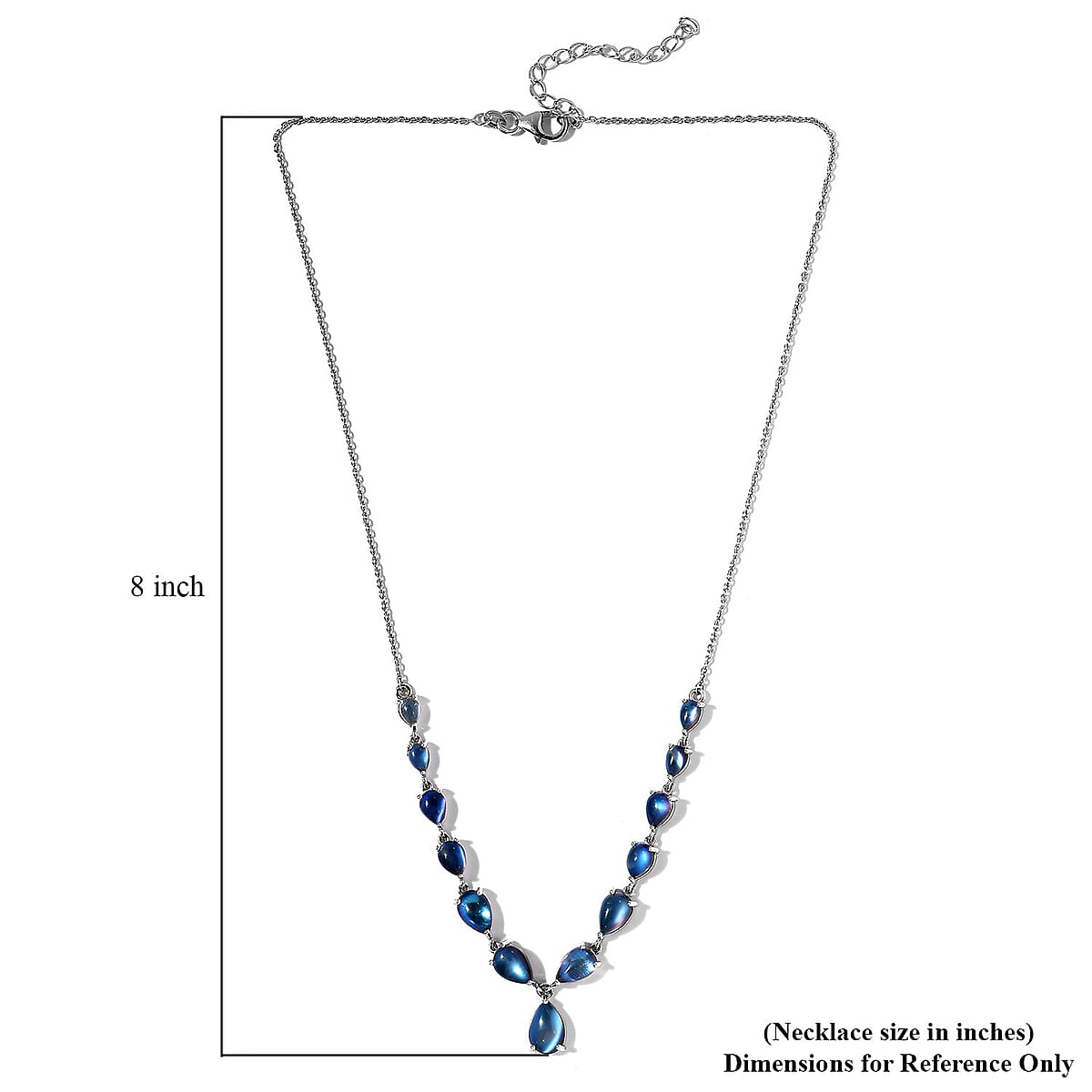 Aurora Moonstone (D) Necklace 18 Inches in Platinum Over Sterling Silver 12.40 ctw image number 5