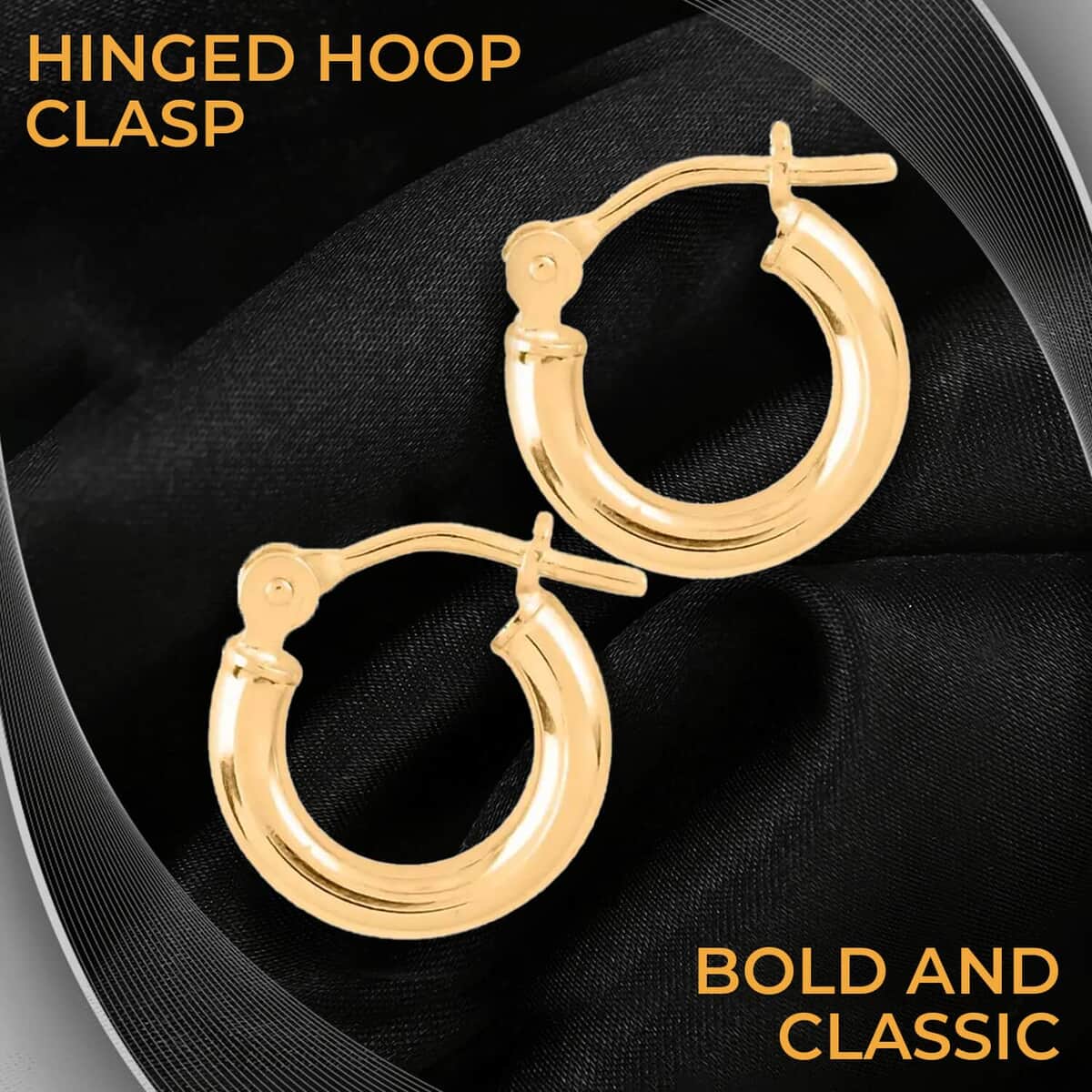 10K Yellow Gold Hoop Earrings, Gold Hoops, Gold Earrings, Gold Jewelry For Her, Hinged Hoop Earrings, Birthday Gift For Her image number 1