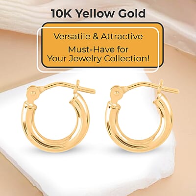 10K Yellow Gold Hoop Earrings, Gold Hoops, Gold Earrings, Gold Jewelry For Her, Hinged Hoop Earrings, Birthday Gift For Her