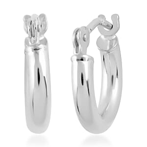 14K White Gold 2X10mm Hoop Earrings