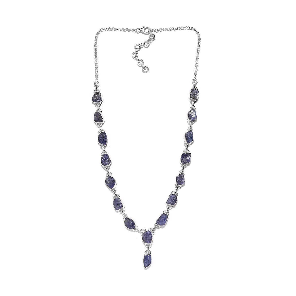 Artisan Crafted Rough Cut Tanzanite Necklace 18 Inches in Sterling Silver 42.00 ctw image number 3