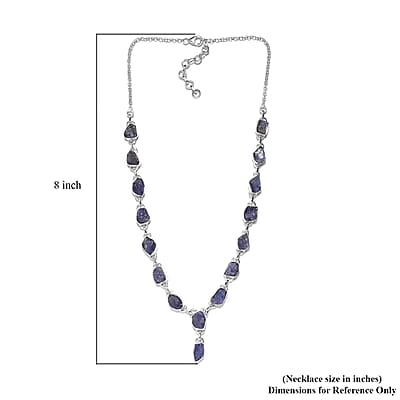 Artisan Crafted Rough Cut Tanzanite Necklace 18 Inches in Sterling Silver 42.00 ctw