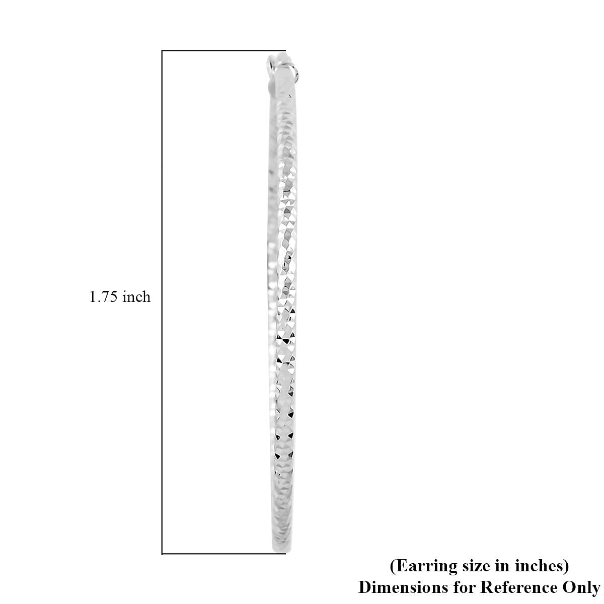 14K White Gold Diamond-Cut Hoop Earrings 2.30 Grams image number 3