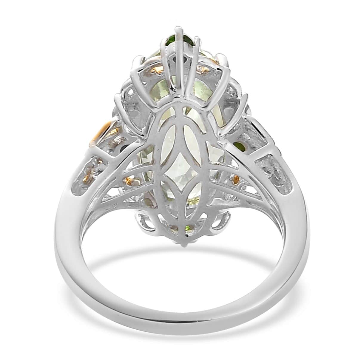 Buy AAA Montezuma Prasiolite and Chrome Diopside Ring in Vermeil