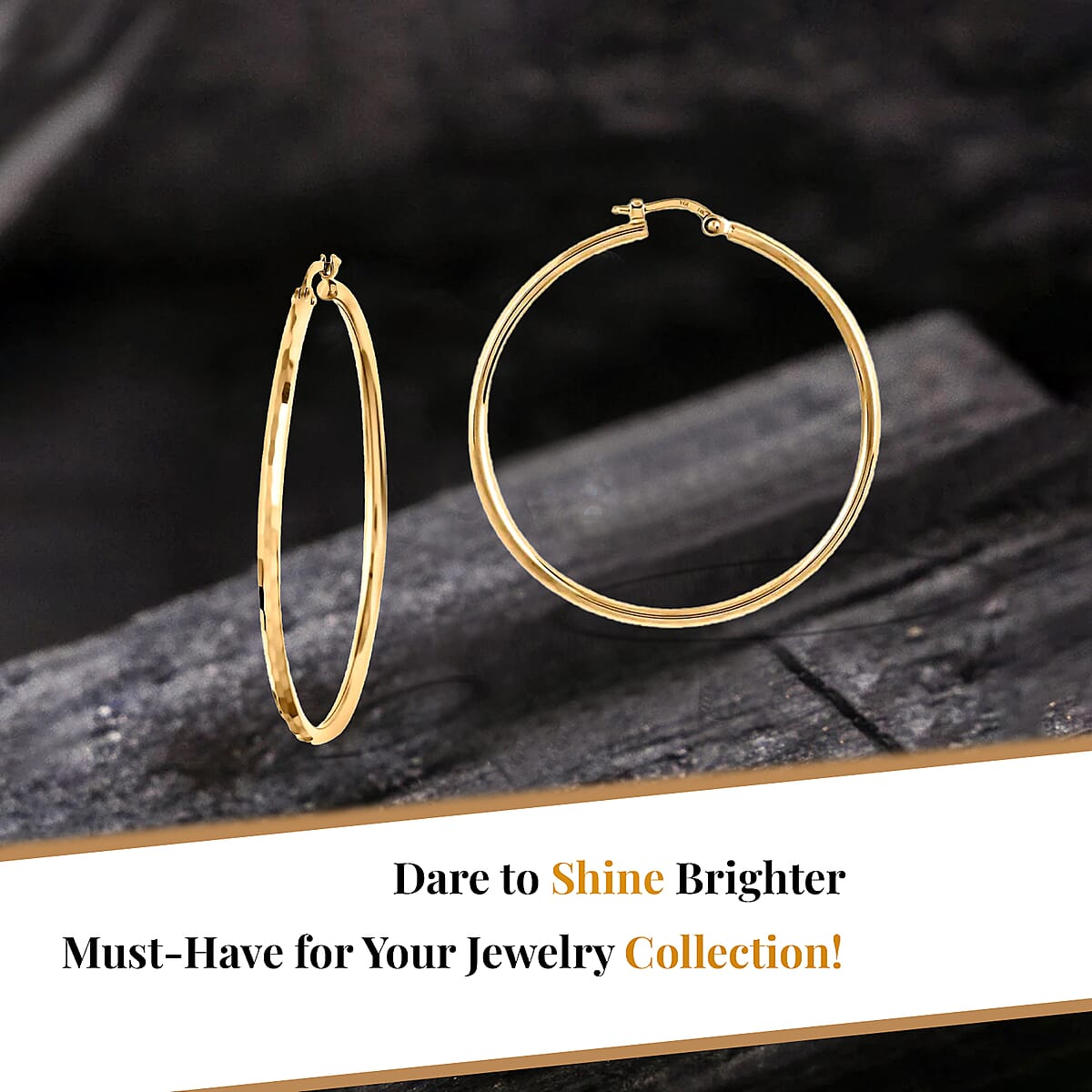 14K Yellow Gold Diamond-Cut Hoop Earrings 3.40 Grams image number 1