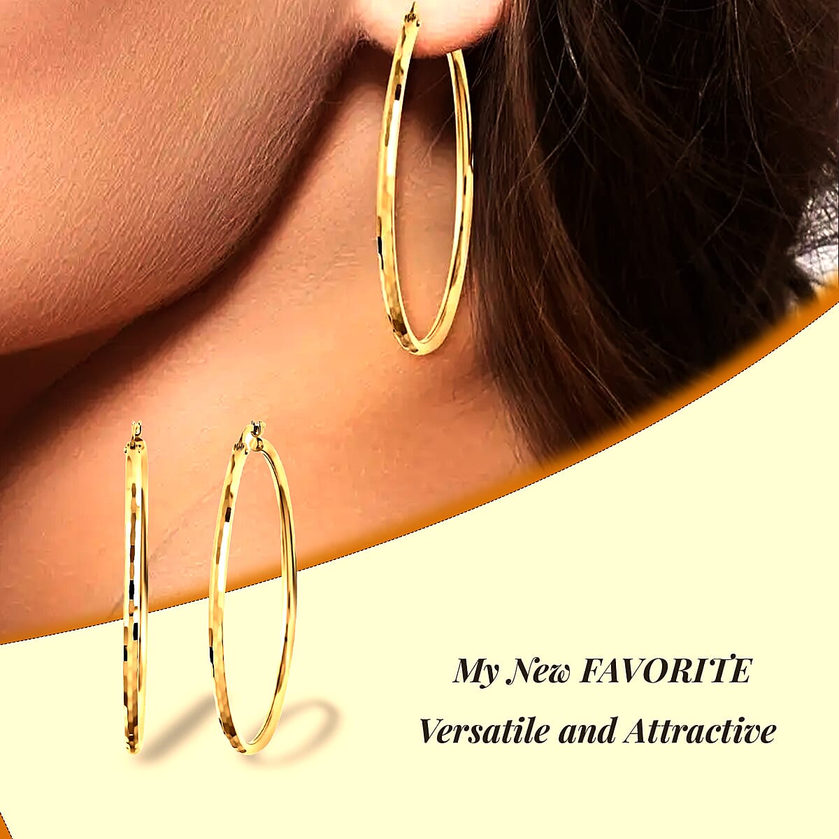 14K Yellow Gold Diamond-Cut Hoop Earrings 3.40 Grams image number 2