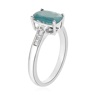 Premium Grandidierite and Diamond Ring in Platinum Over Sterling Silver (Size 10.0) 1.60 ctw